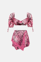 Naia-Bonita Crop Top / Pembe Orman Desenli-Crop Top-6-Milagron.com