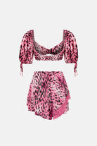 Naia-Bonita Crop Top / Pembe Orman Desenli-Crop Top-7-Milagron.com