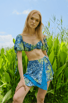 Naia-Bonita Crop Top / Yeşil Tropik Desenli-Crop Top-1-Milagron.com