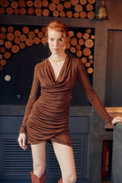 Naia-Dear Degaje Elbise / Kahverengi-Elbise-2-Milagron.com