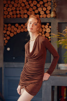 Naia-Dear Degaje Elbise / Kahverengi-Elbise-3-Milagron.com