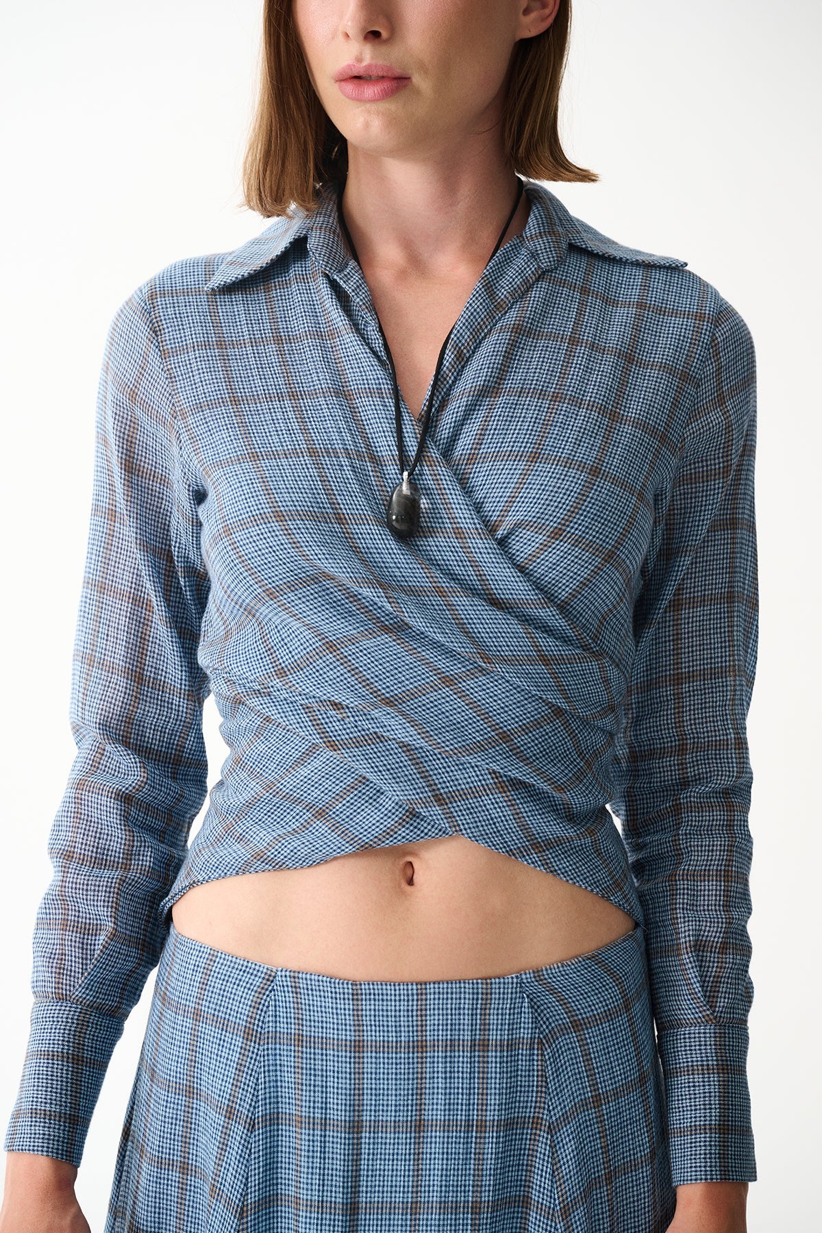 Naia-Gina Gömlek / Mavi̇ Ekoseli̇-Gömlek-4-Milagron.com