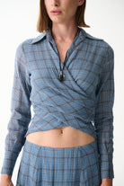 Naia-Gina Gömlek / Mavi̇ Ekoseli̇-Gömlek-4-Milagron.com