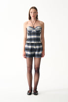 Naia-Grace şort / Laci̇vert Ekoseli̇-Şort-3-Milagron.com