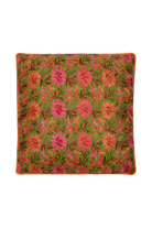 Naia Home-Chloris Kare Yastık / Yeşil Turuncu Çiçekli-Yastık-1-Milagron.com