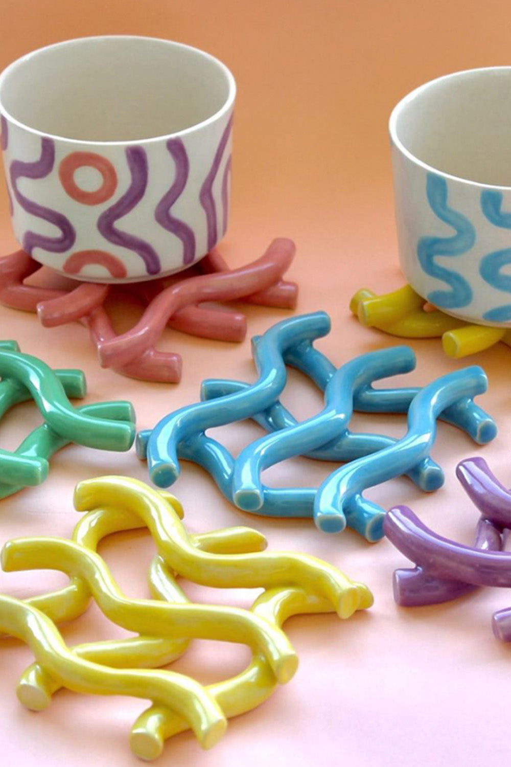 Naia Home-'Curly' Seramik Bardak Altlığı-Bardak Altlığı-8-Milagron.com