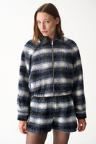 Naia-Indigo Ceket / Laci̇vert Ekoseli̇-Ceket-3-Milagron.com