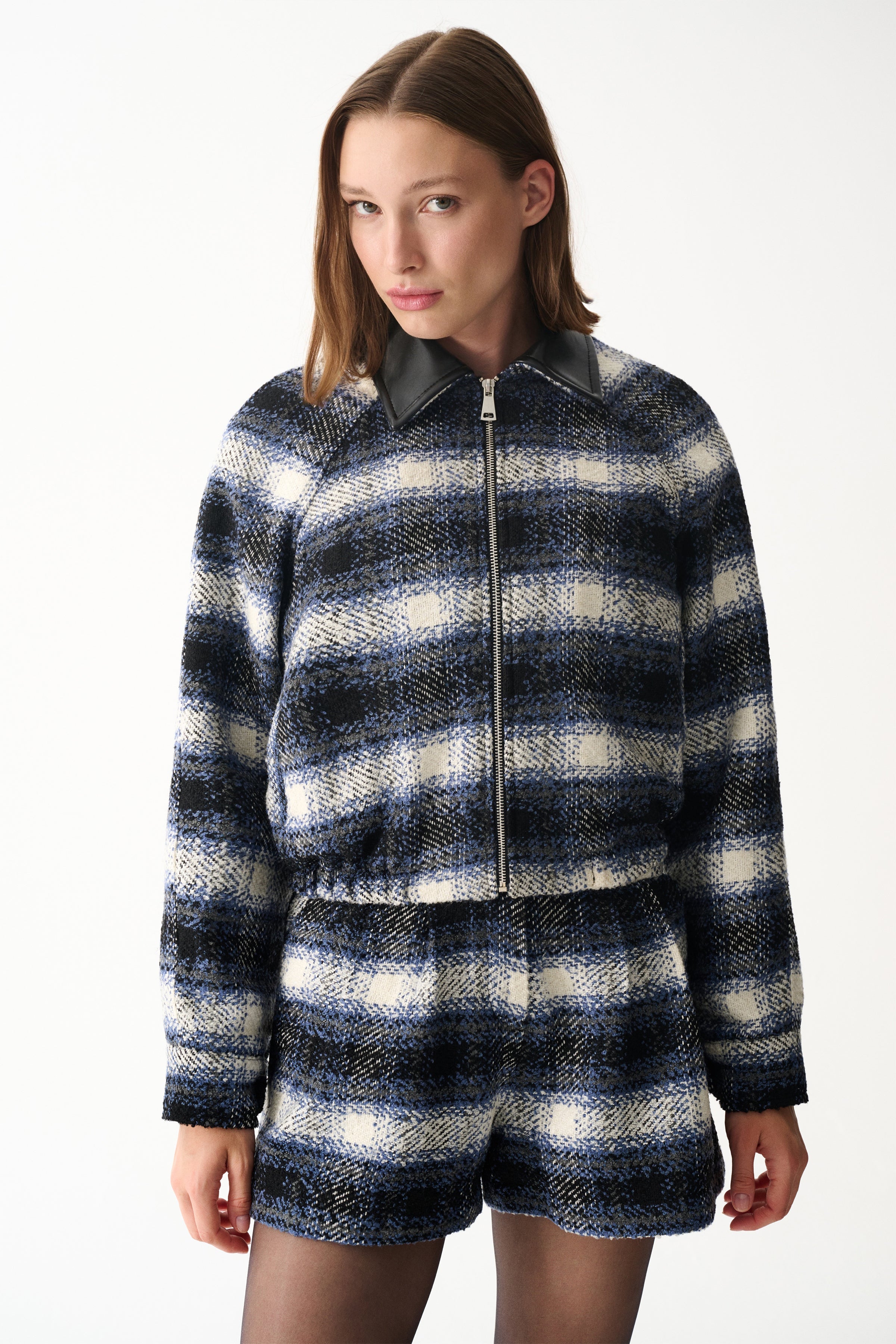 Naia-Indigo Ceket / Laci̇vert Ekoseli̇-Ceket-3-Milagron.com