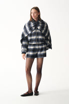 Naia-Indigo Pelerin / Laci̇vert Ekoseli̇-Ceket-1-Milagron.com