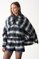 Naia-Indigo Pelerin / Laci̇vert Ekoseli̇-Ceket-2-Milagron.com