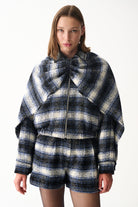 Naia-Indigo Pelerin / Laci̇vert Ekoseli̇-Ceket-4-Milagron.com