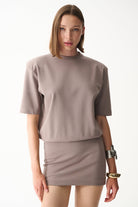 Naia-Miu T Shirt Elbi̇se / Taş Rengi̇-Elbise-1-Milagron.com