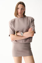 Naia-Miu T Shirt Elbi̇se / Taş Rengi̇-Elbise-3-Milagron.com