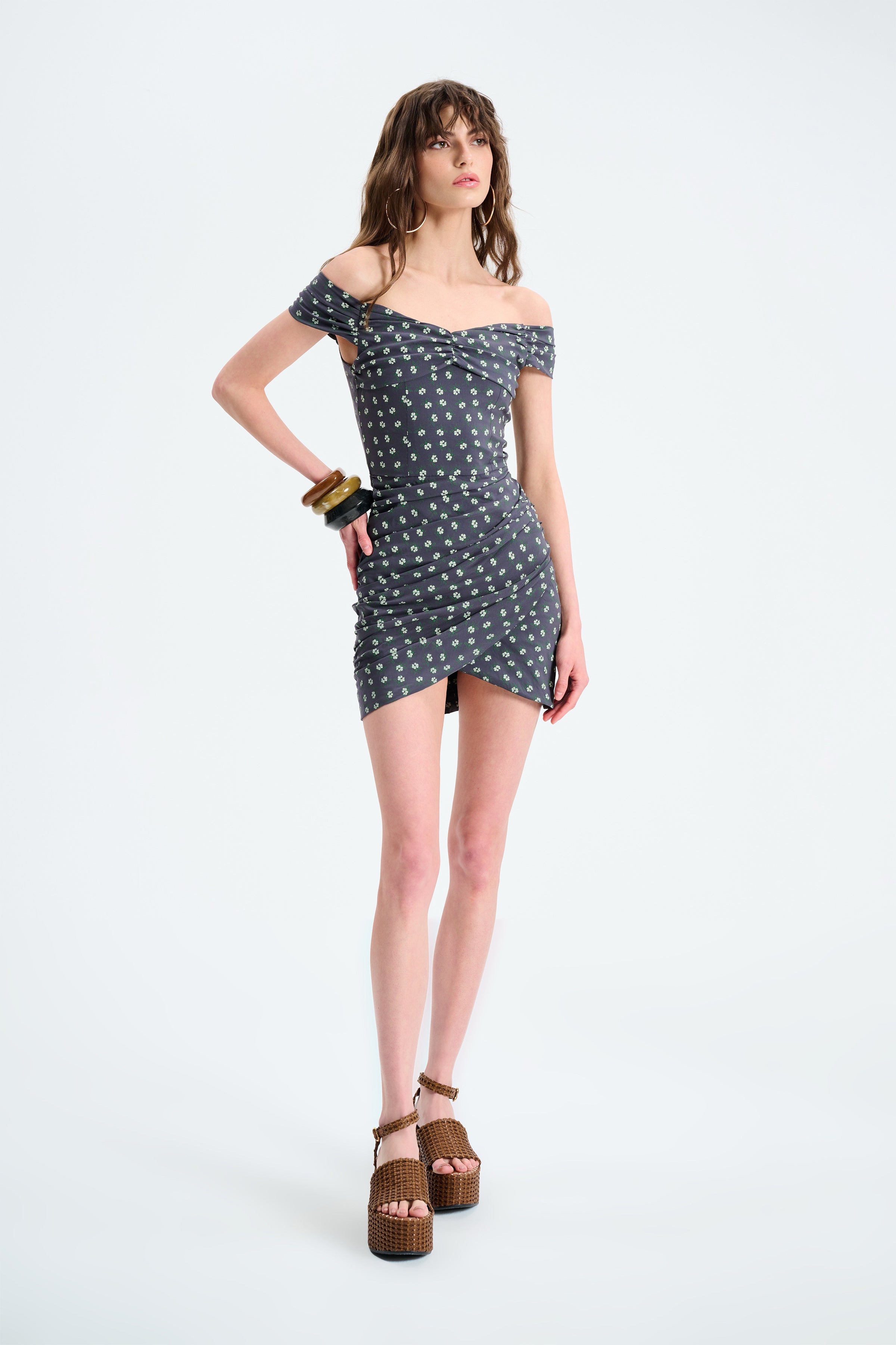 Naia-Nyla Elbi̇se / Laci̇vert Desenli̇-Elbise-1-Milagron.com