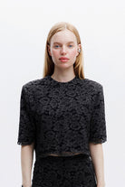 Naia-Riona Dantel Bluz / Koyu Gri̇-Bluz-1-Milagron.com