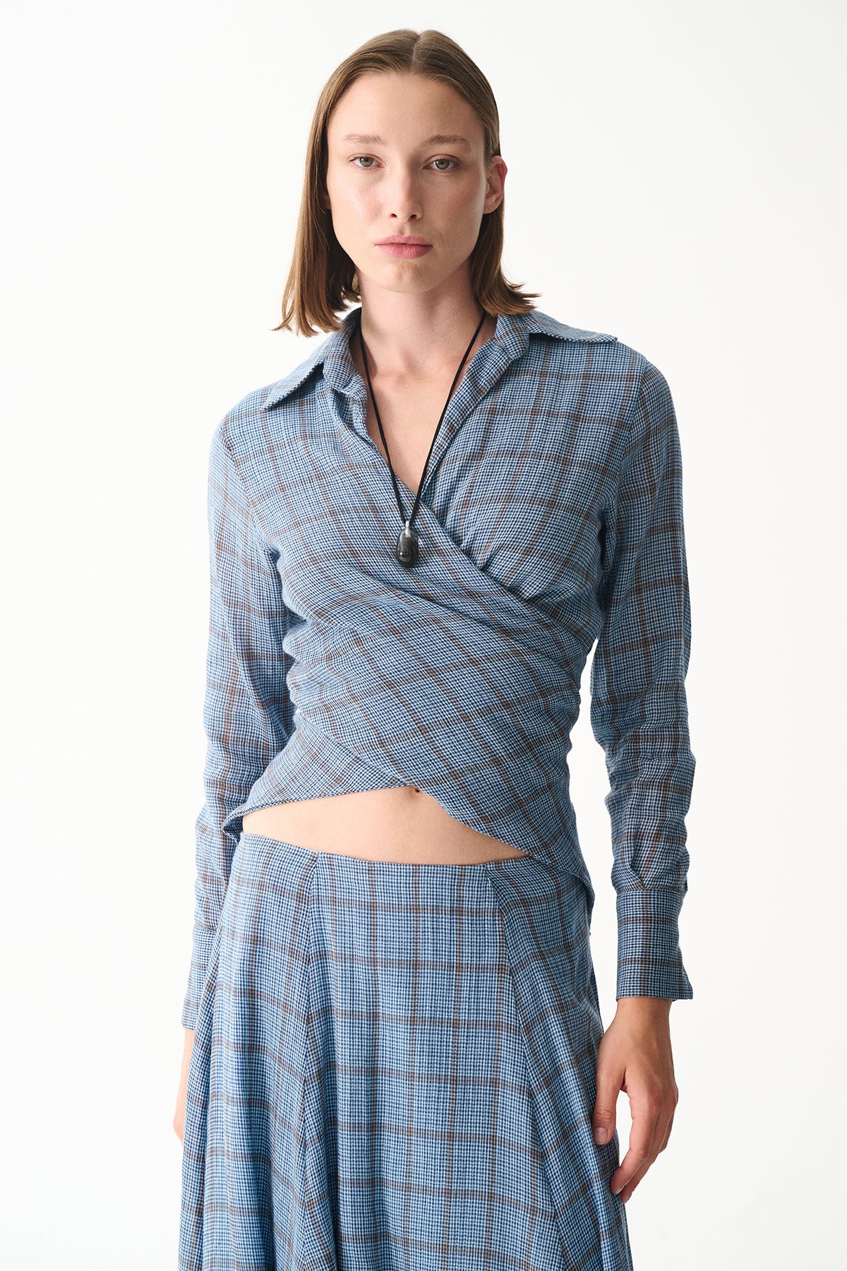 Naia-Vega Etek / Mavi̇ Ekoseli̇-Etek-3-Milagron.com