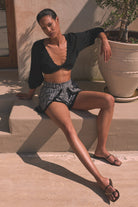 Naïve Atelier-Myndos Şort Gri Siyah-Şort-2-Milagron.com