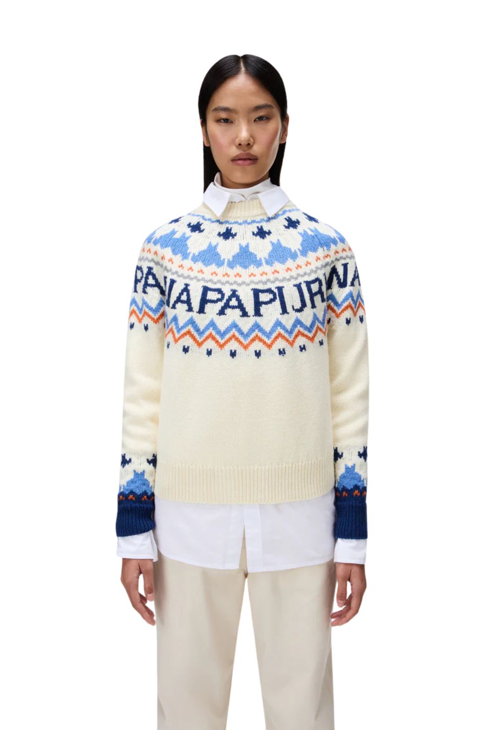 Napapijri-D-Fiames Beyaz Kadın Kazak-Kazak & Triko-4-Milagron.com