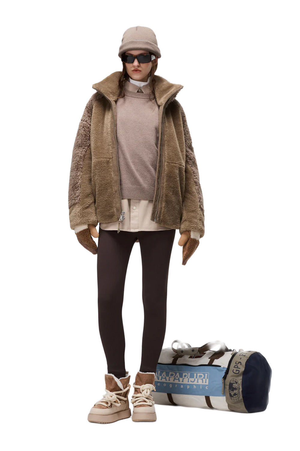 Napapijri-Falkner Fallen Rock Açık Kahverengi Kürklü Kadın Mont-Mont-4-Milagron.com