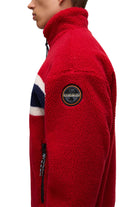 Napapijri-Fiemme Loose Fit Fze Kırmızı Norveç Bayraklı Peluş Mont-Mont-6-Milagron.com