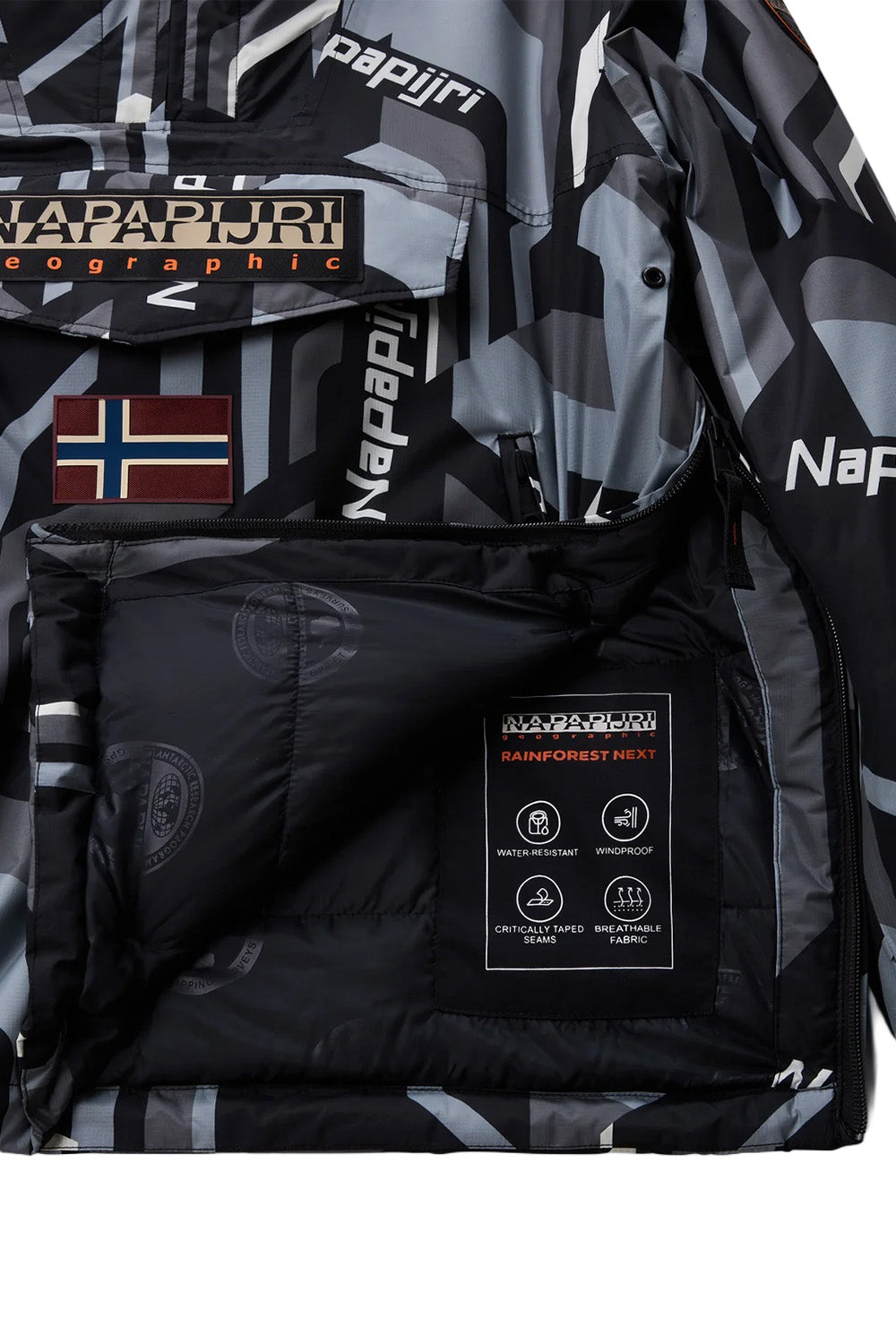 Napapijri Rainforest Next Anorak Jacket Siyah/Gri Erkek Mont Mont