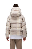 Napapijri-Napapijri ThermoFibre® Glane Check Puffer CORDURA® Jacket Ekoseli Krem Kadın Mont-Mont-4-Milagron.com