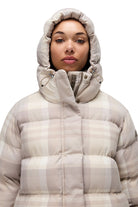 Napapijri-Napapijri ThermoFibre® Glane Check Puffer CORDURA® Jacket Ekoseli Krem Kadın Mont-Mont-7-Milagron.com