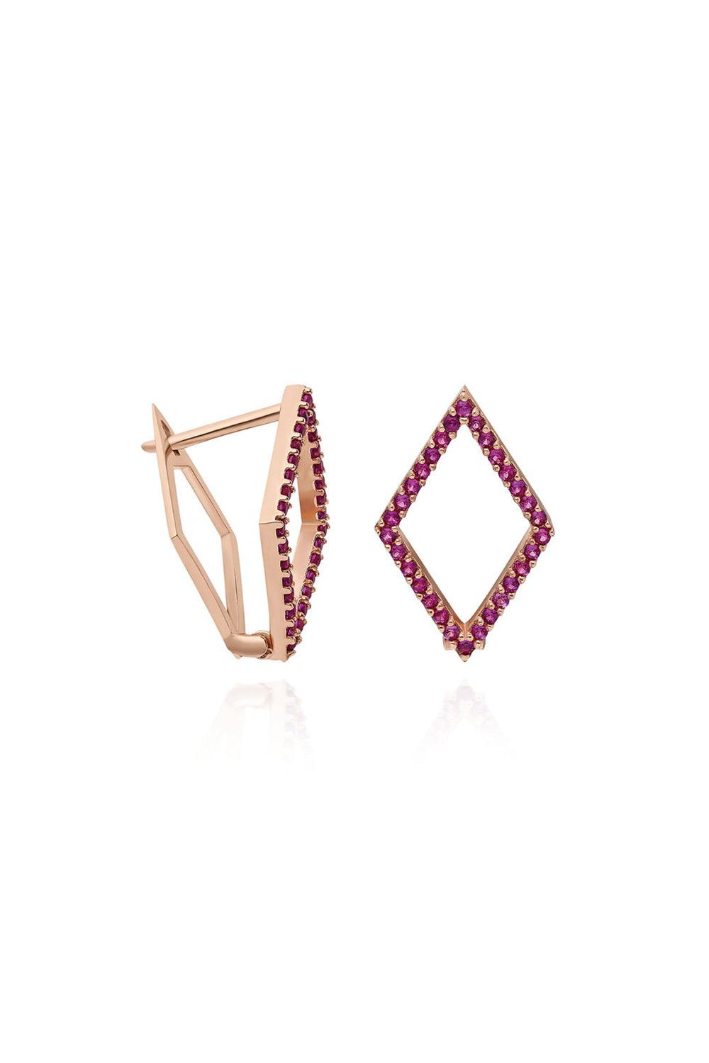 Nayra Jewelry-Twin Diamond Shaped Küpe Pembe-Küpe-1-Milagron.com