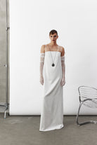 Nazlı Ceren-Aella Saten Elbise Beyaz-Elbise-1-Milagron.com