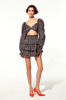 Nazlı Ceren-Amy Koton Mini Etek Kahverengi-Etek-3-Milagron.com