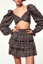 Nazlı Ceren-Amy Koton Mini Etek Kahverengi-Etek-5-Milagron.com