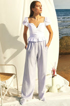 Nazlı Ceren-Anville Wide Leg Keten Pantolon-Pantolon-3-Milagron.com