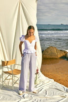 Nazlı Ceren-Anville Wide Leg Keten Pantolon-Pantolon-5-Milagron.com