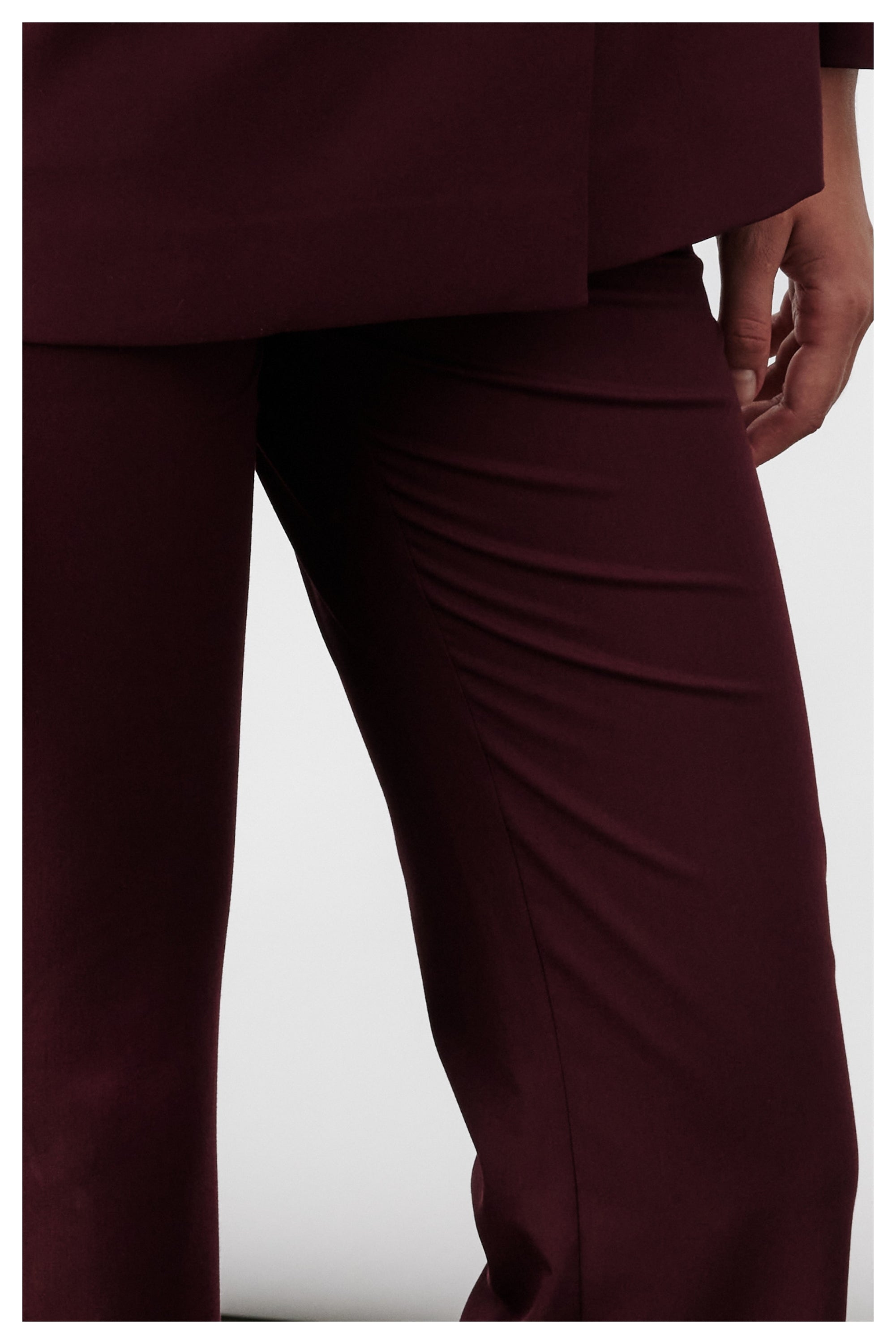 Nazlı Ceren-Arced Düz Kesim Pantolon Bordo-Pantolon-3-Milagron.com