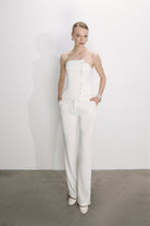 Nazlı Ceren-Arced Krep Pantolon Beyaz-Pantolon-1-Milagron.com