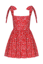Nazlı Ceren-Audree Çiçek Desenli Mini Koton Elbise Kırmızı-Elbise-2-Milagron.com