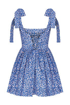 Nazlı Ceren-Audree Çiçek Desenli Mini Koton Elbise Mavi-Elbise-2-Milagron.com