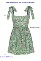 Nazlı Ceren-Audree Çiçek Desenli Mini Koton Elbise Yeşil-Elbise-4-Milagron.com