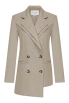 Nazlı Ceren-Bicolle Asimetrik Deri Ceket-Deri Mont-1-Milagron.com