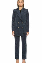 Nazlı Ceren-Bicolle Asimetrik Kadife Ceket Navy Blue-Ceket-5-Milagron.com