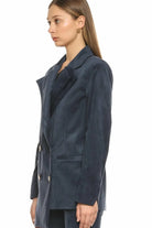 Nazlı Ceren-Bicolle Asimetrik Kadife Ceket Navy Blue-Ceket-6-Milagron.com