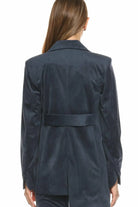 Nazlı Ceren-Bicolle Asimetrik Kadife Ceket Navy Blue-Ceket-7-Milagron.com