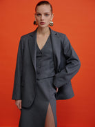Nazlı Ceren-Boxy Blazer Gri-Ceket-3-Milagron.com