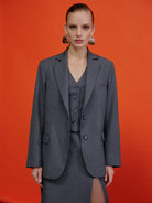 Nazlı Ceren-Boxy Blazer Gri-Ceket-4-Milagron.com