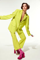 Nazlı Ceren-Boxy Oversize Blazer Lime-Ceket-4-Milagron.com