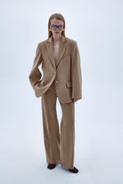 Nazlı Ceren-Boxy Oversize Yün Blazer Camel-Ceket-3-Milagron.com