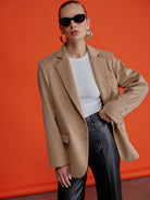 Boxy Yün Blazer Açık Kahverengi