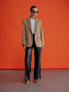 Boxy Yün Blazer Açık Kahverengi