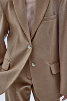 Boxy Yün Blazer Açık Kahverengi