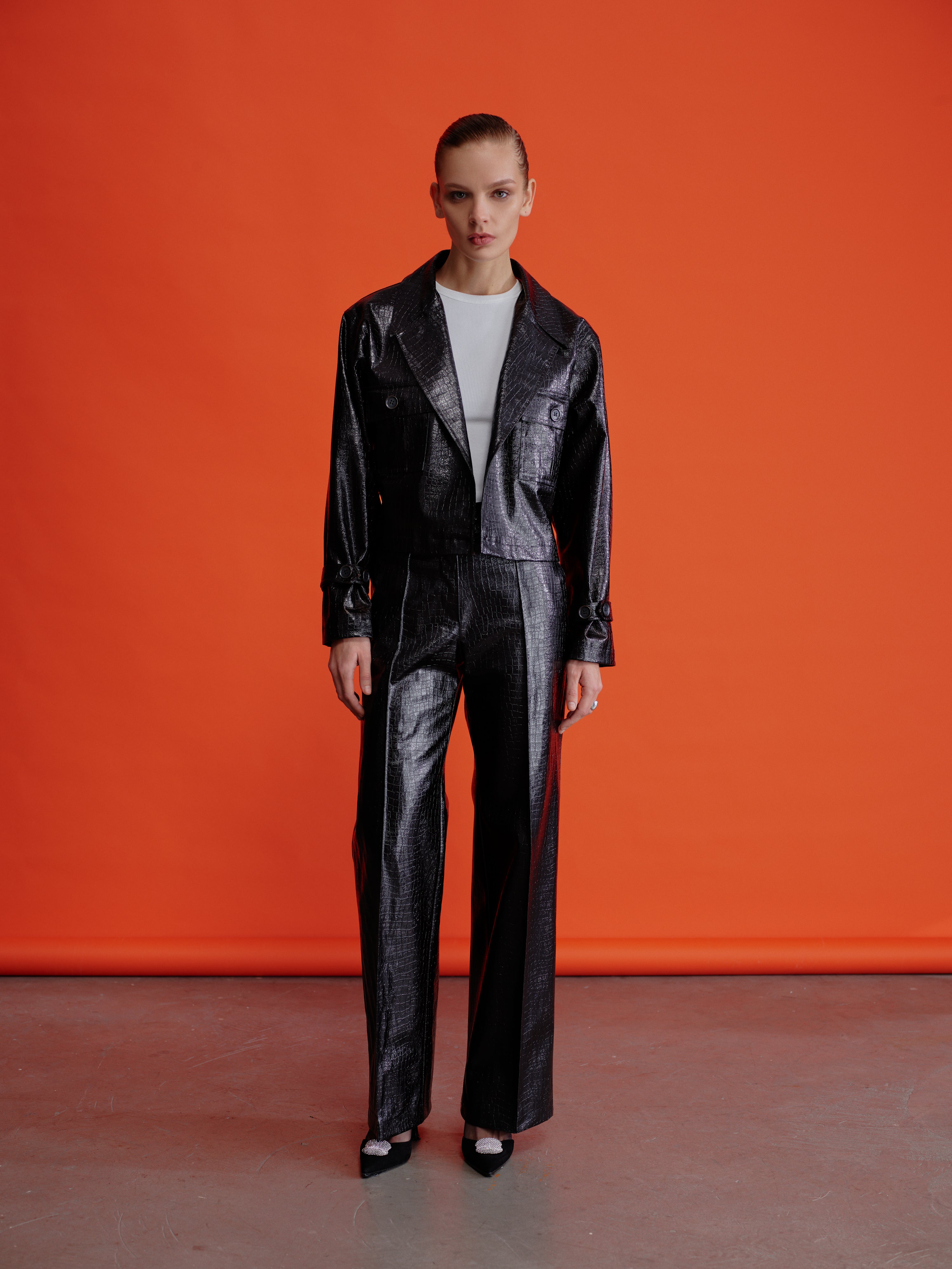 Nazlı Ceren-Callie Kroko Efektli Ceket-Ceket-4-Milagron.com